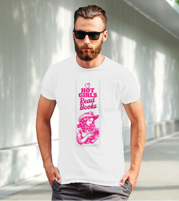Hot Girls Read Books Cool Vintage Bookmark T-Shirt