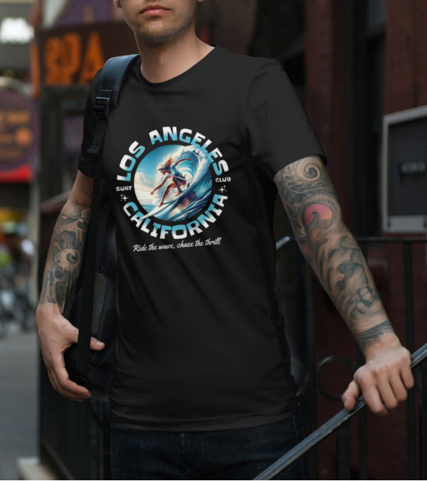 Los Angeles California Surf Club Ride The Wave Chase The Thrill T-Shirt