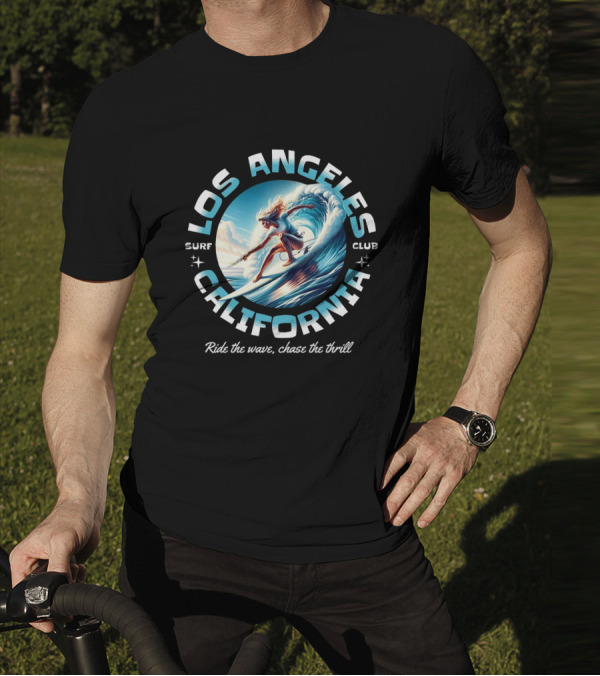 Los Angeles California Surf Club Ride The Wave Chase The Thrill T-Shirt