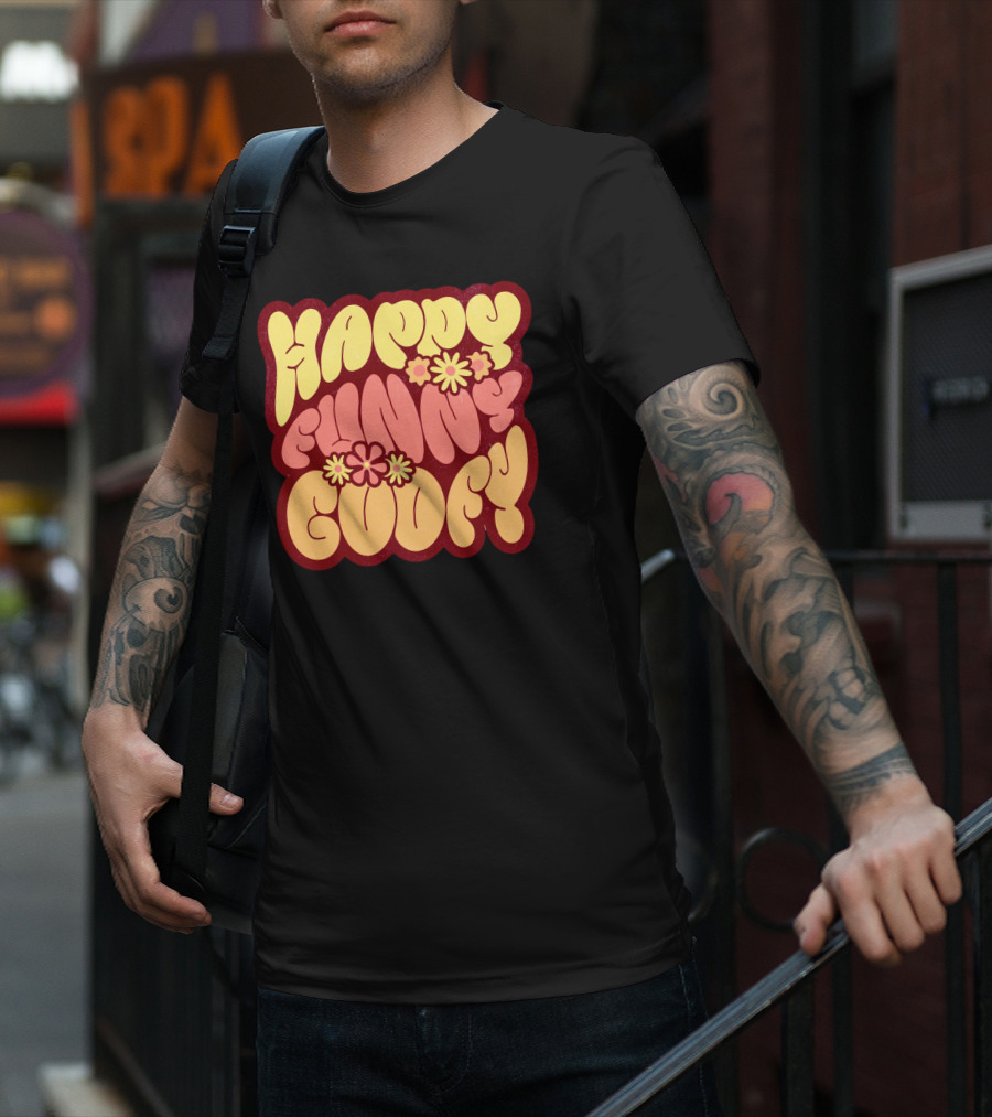 Happy Funny Goofy Retro Flower Power T-Shirt