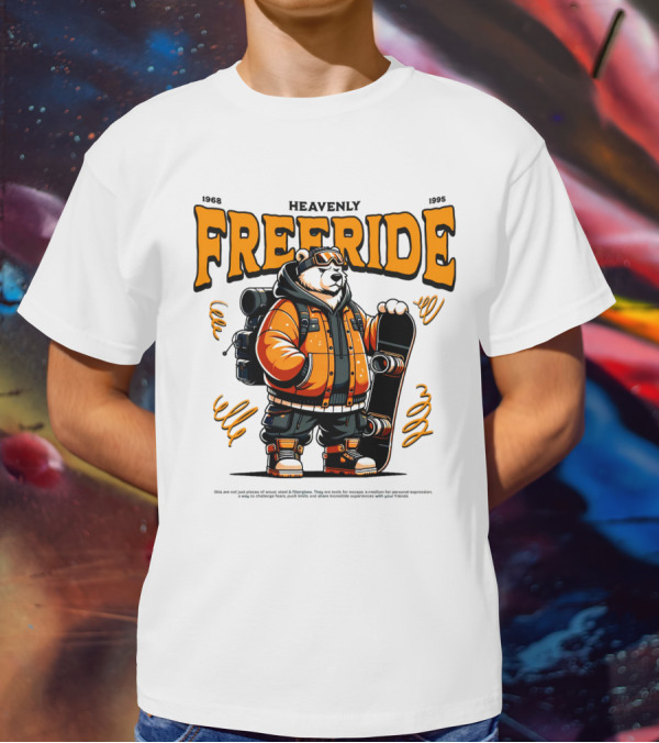 HEAVENLY FREERIDE Polar Bear Snowboard 1968 1995 T-Shirt