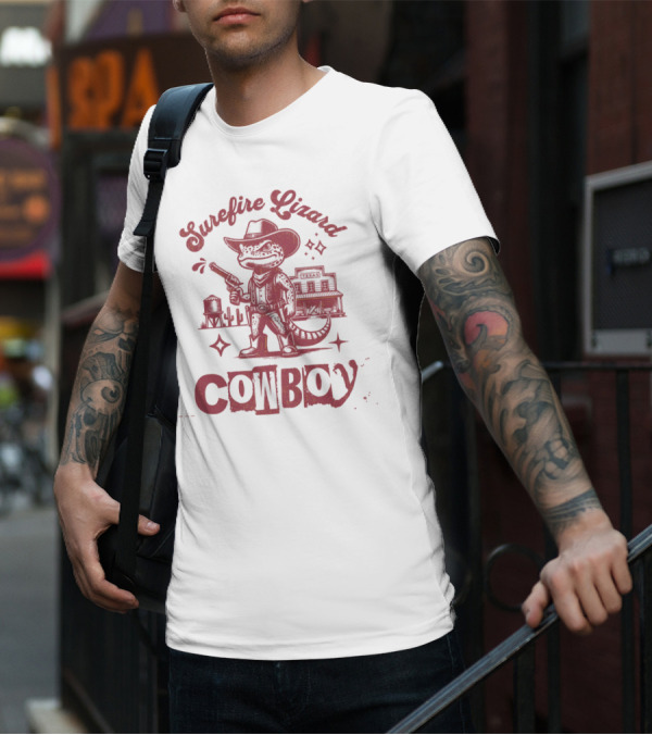 Surefire Lizard Cowboy TexasWestern Scene T-Shirt