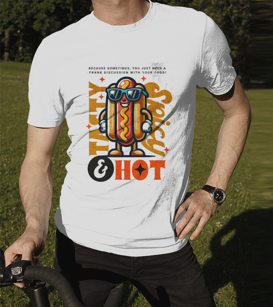 Highly Spicy And Hot Retro Funny Hot Dog Fast Food Mascot Character T-Shirt