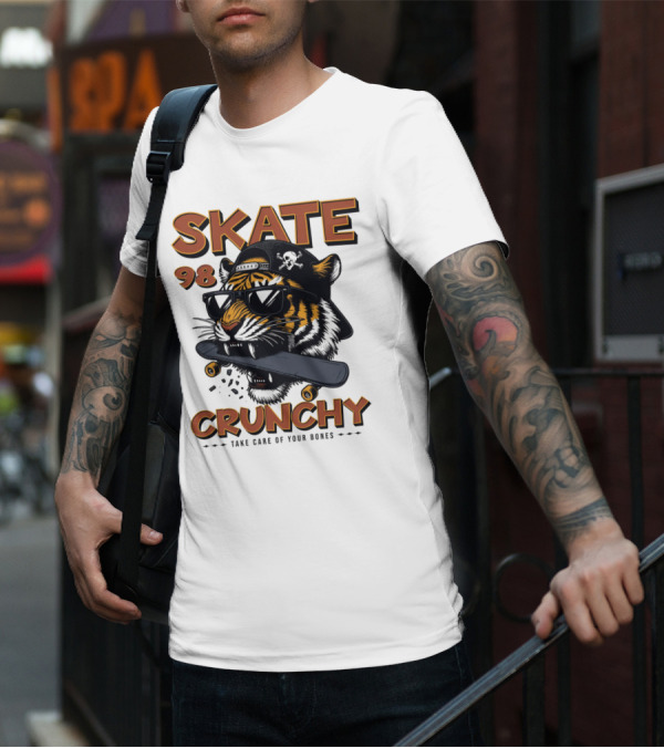 SKATE 98 CRUNCHY Tiger Take Care Of Your Bones T-Shirt