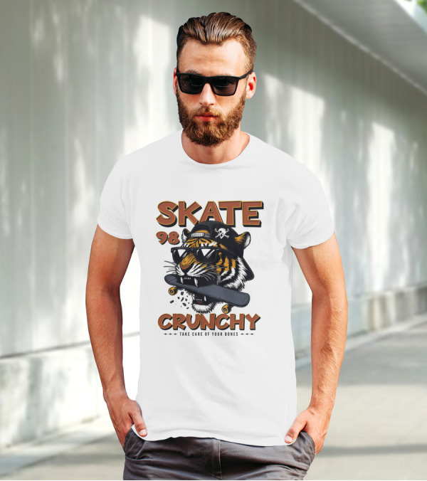 SKATE 98 CRUNCHY Tiger Take Care Of Your Bones T-Shirt