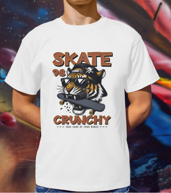 SKATE 98 CRUNCHY Tiger Take Care Of Your Bones T-Shirt