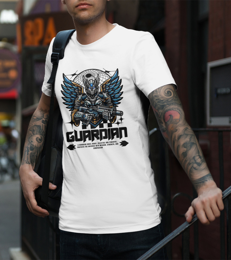 Guardian Angel Robot Celestial And Powerful Protects The Universe With Wisdom Strength And Compassion T-Shirt