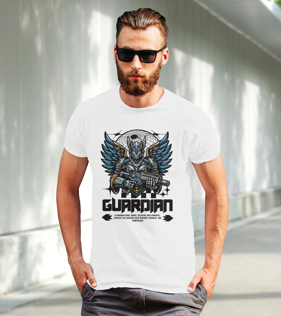 Guardian Angel Robot Celestial And Powerful Protects The Universe With Wisdom Strength And Compassion T-Shirt