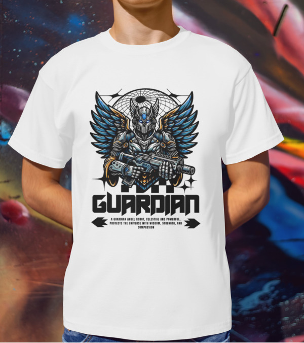 Guardian Angel Robot Celestial And Powerful Protects The Universe With Wisdom Strength And Compassion T-Shirt