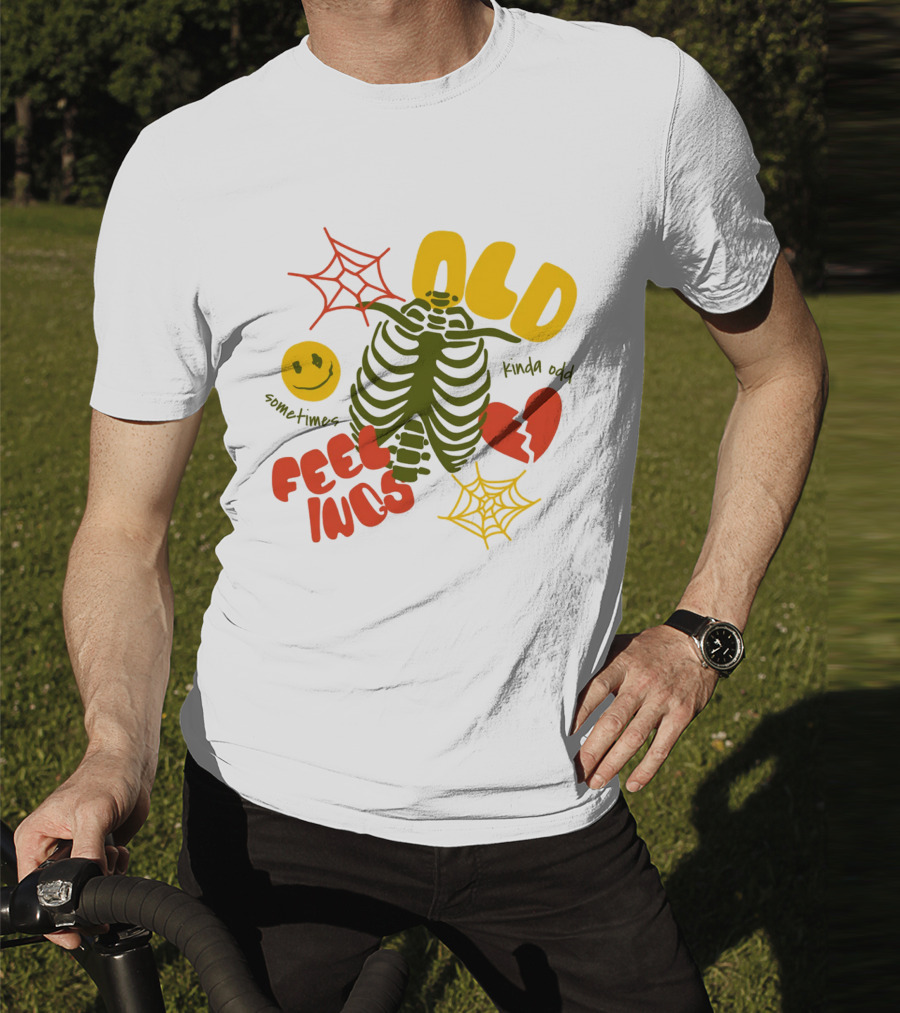 Old Feelings Sometimes Kinda Odd Broken Heart And Smiley Skeleton With Webs T-Shirt