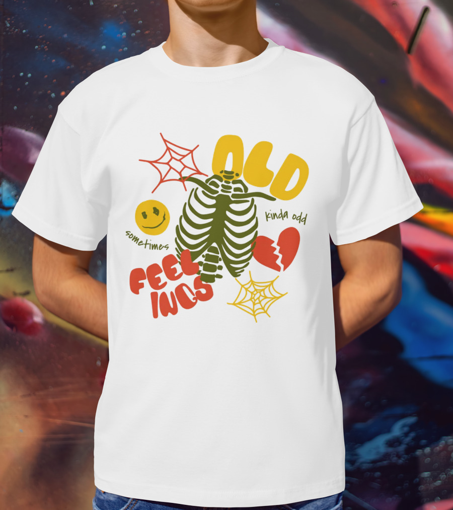 Old Feelings Sometimes Kinda Odd Broken Heart And Smiley Skeleton With Webs T-Shirt