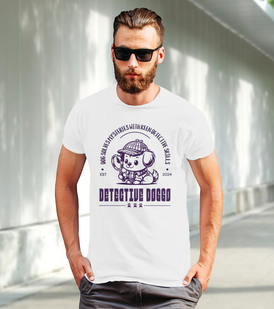 Detective Doggo Dog Solves Mysteries With Keen Detective Skills Est T-Shirt