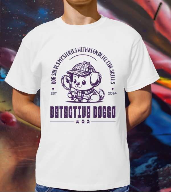 Detective Doggo Dog Solves Mysteries With Keen Detective Skills Est T-Shirt