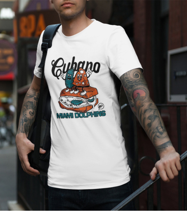 Cubano Miami Dolphins Sandwich Cartoon Characters T-Shirt