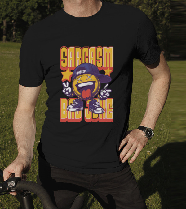 SARCASM BAD JOKE Emoji Character Laugh Peace Sign Cap Sneakers T-Shirt