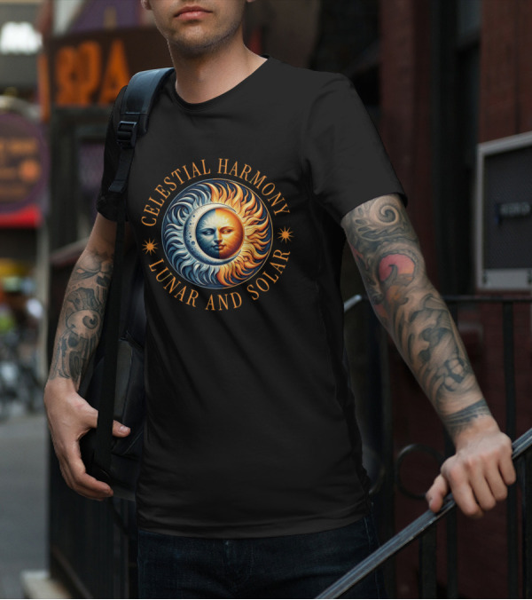 Celestial Harmony Lunar And Solar Duality Moon And Sun Symmetry T-Shirt