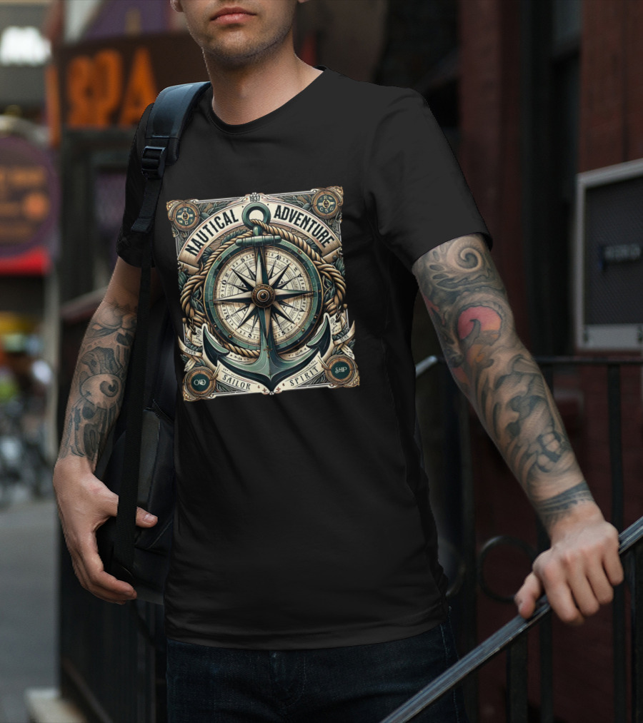 Nautical Adventure 1937 Old Sailor Spirit Ship Compass Anchor T-Shirt