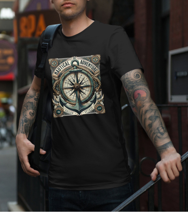 Nautical Adventure 1937 Old Sailor Spirit Ship Compass Anchor T-Shirt