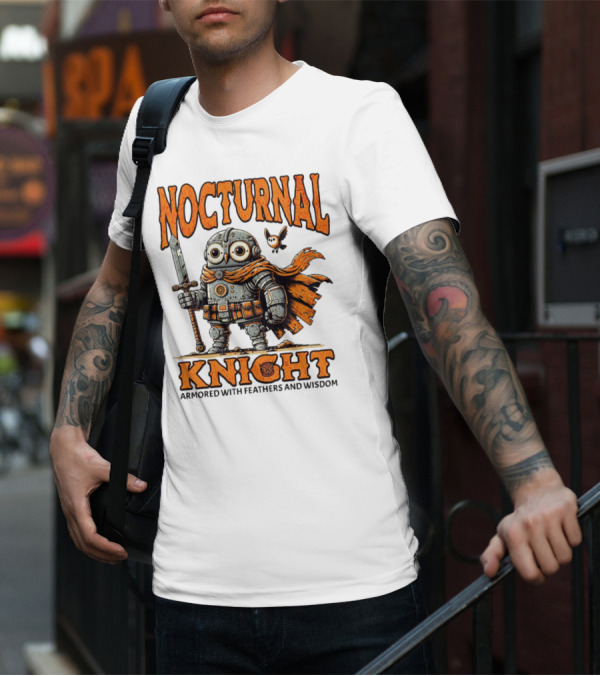 Nocturnal Knight Armored With Feathers And Wisdom Owl T-Shirt