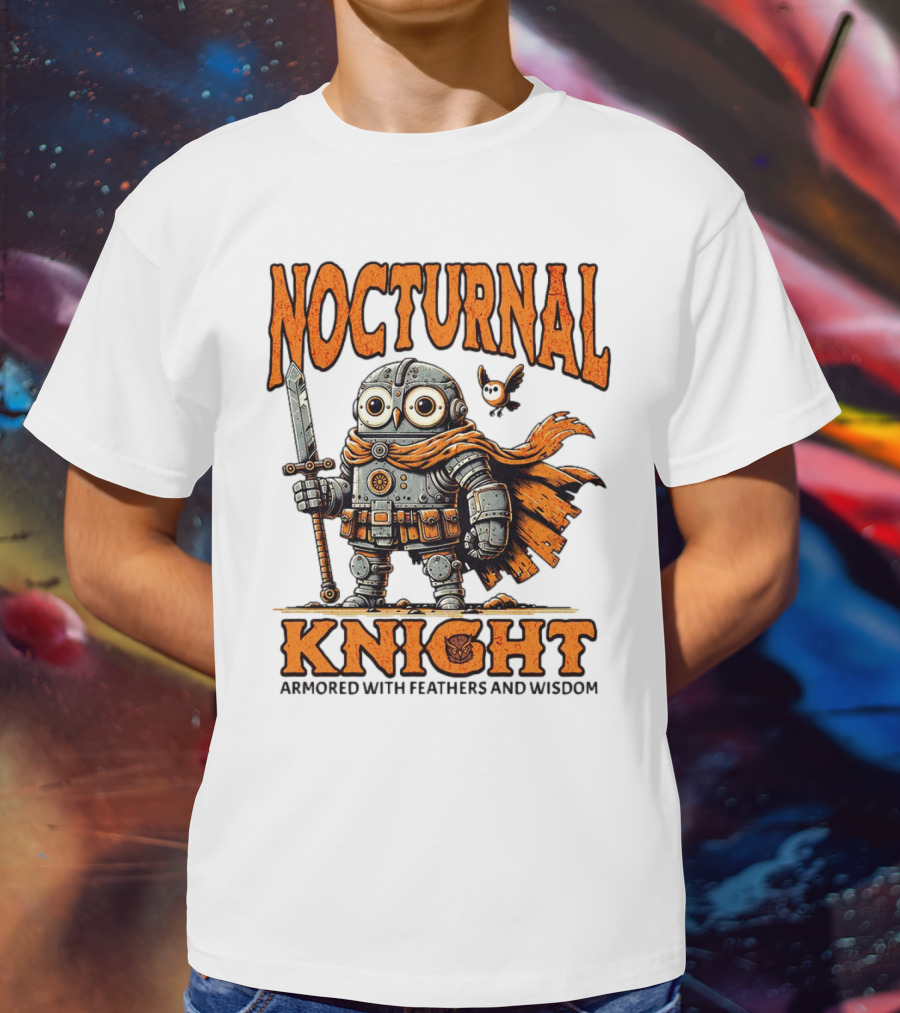Nocturnal Knight Armored With Feathers And Wisdom Owl T-Shirt