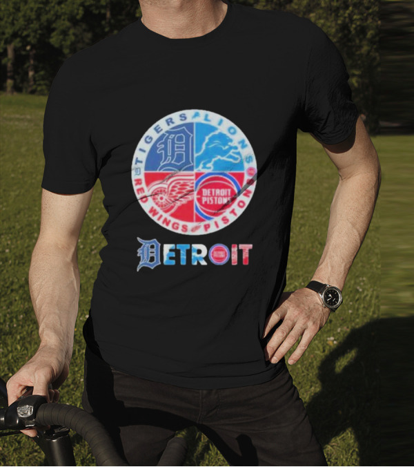 Detroit Tigers Lions Red Wings Pistons Circle T-Shirt
