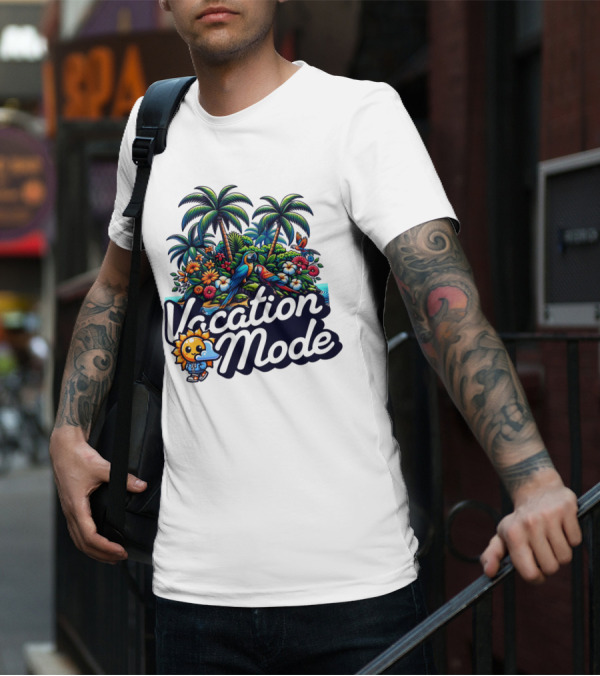 Vacation Mode Tropical Paradise Parrots And Palms T-Shirt