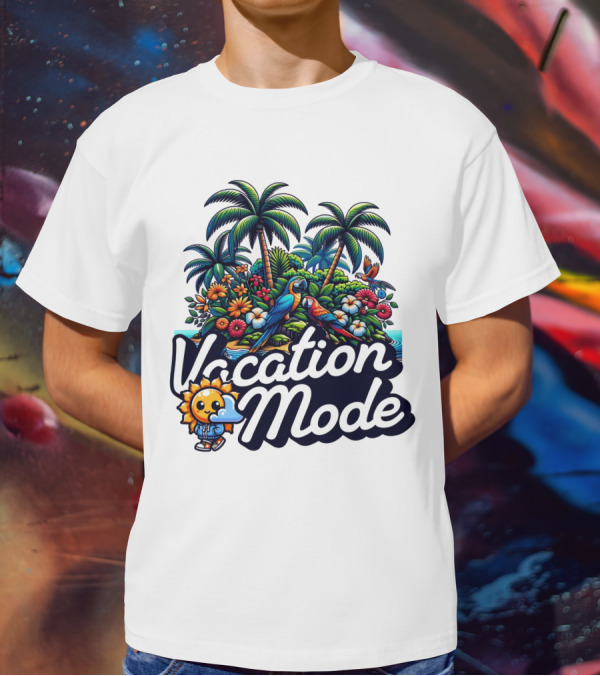 Vacation Mode Tropical Paradise Parrots And Palms T-Shirt