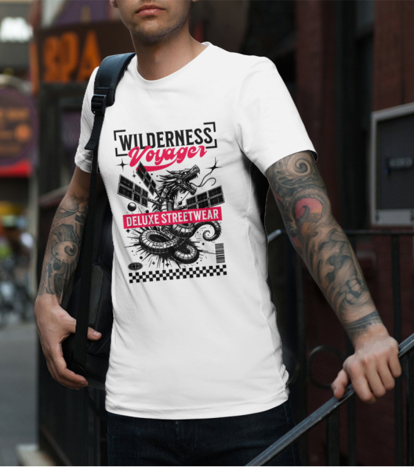 Wilderness Voyager Deluxe Streetwear Dragon Satellite T-Shirt