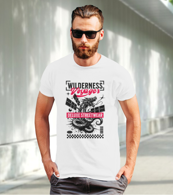Wilderness Voyager Deluxe Streetwear Dragon Satellite T-Shirt