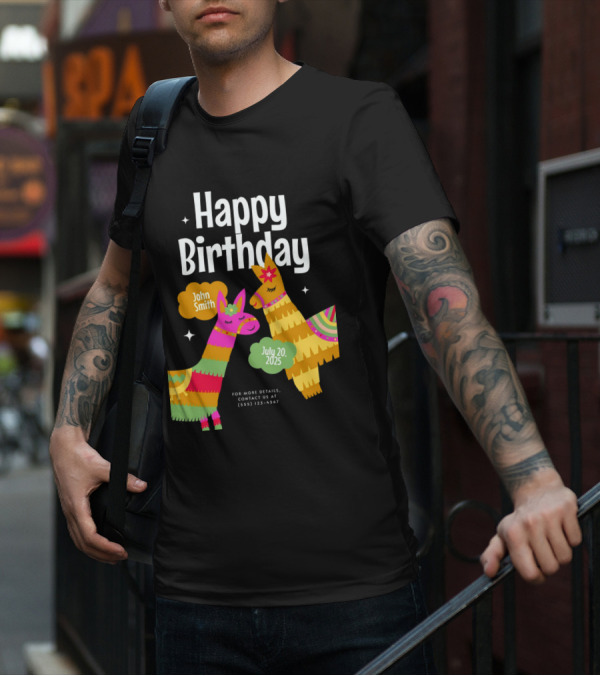 Happy Birthday John Smith Llamas July 20 2025 T-Shirt