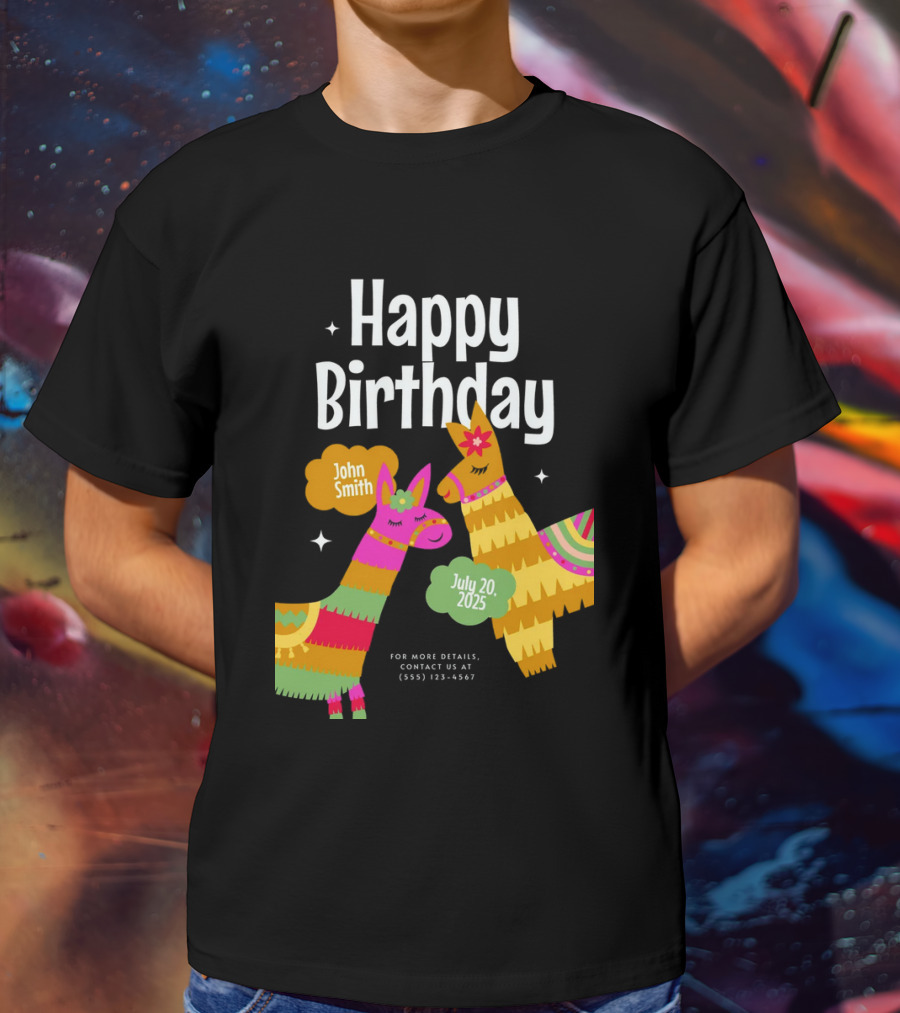 Happy Birthday John Smith Llamas July 20 2025 T-Shirt