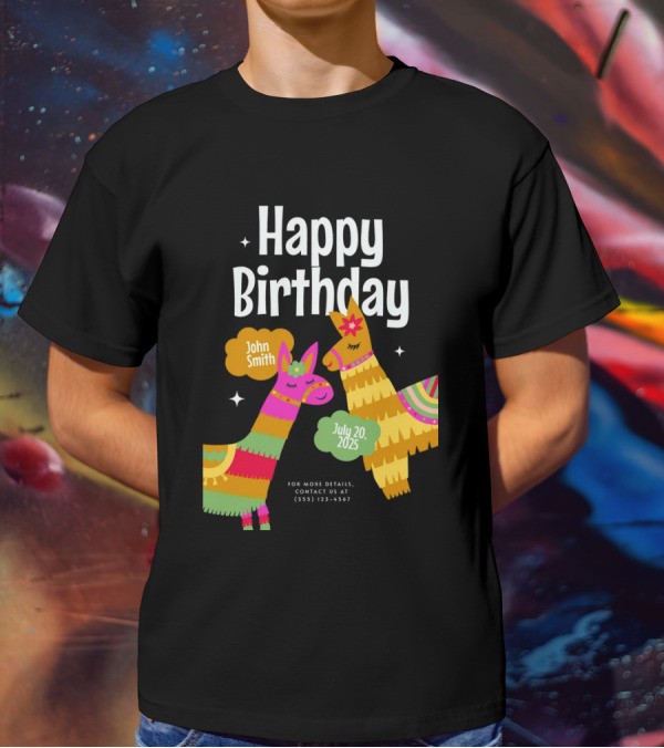 Happy Birthday John Smith Llamas July 20 2025 T-Shirt