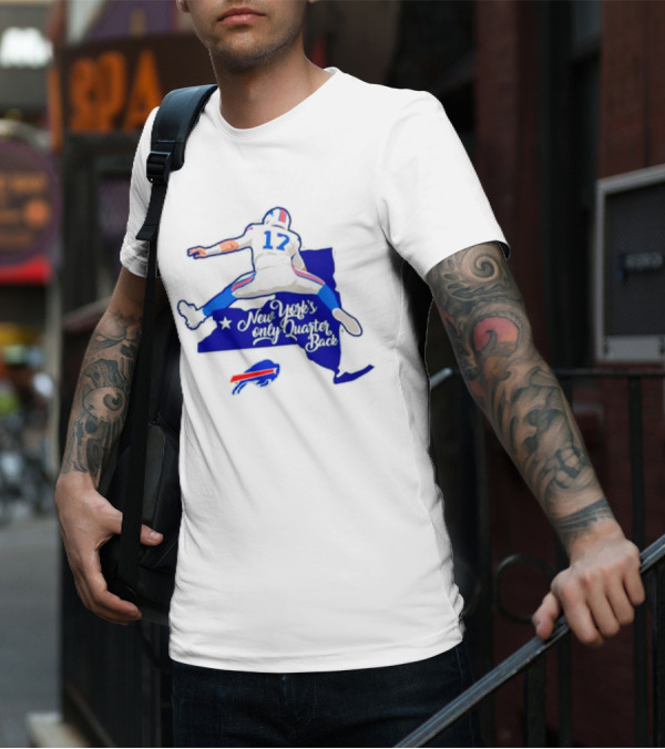 Buffalo Bills 17 New York's Only Quarterback With Iconic Jump And Team Colors T-Shirt