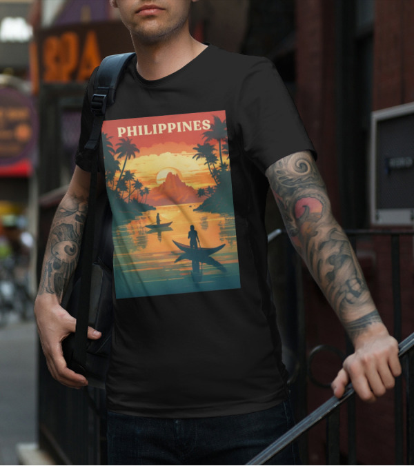 Philippines Sunset Canoe Adventure Tropical Paradise Scene T-Shirt