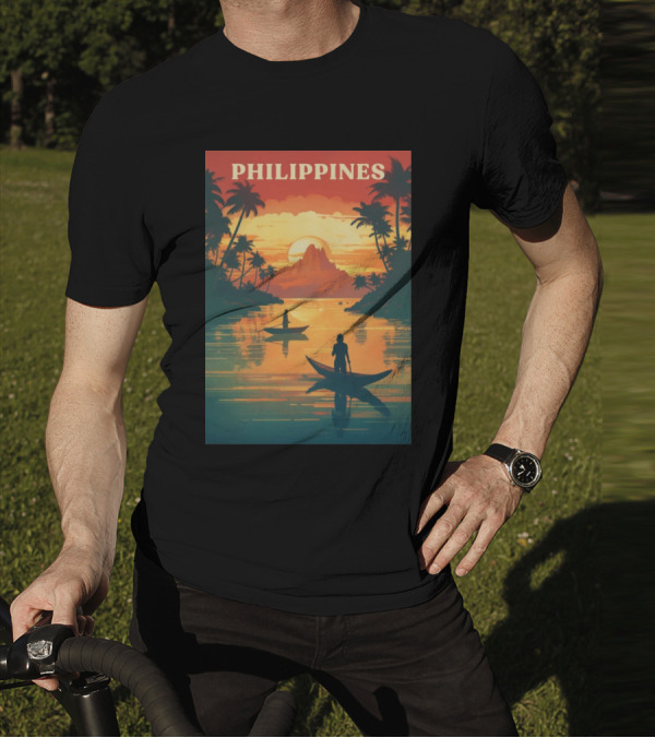 Philippines Sunset Canoe Adventure Tropical Paradise Scene T-Shirt