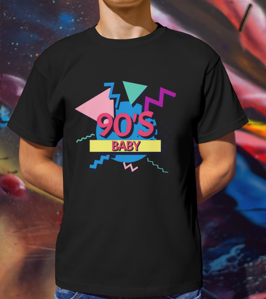 90's Baby Retro Geometric Shapes Colorful Triangles Zigzag T-Shirt