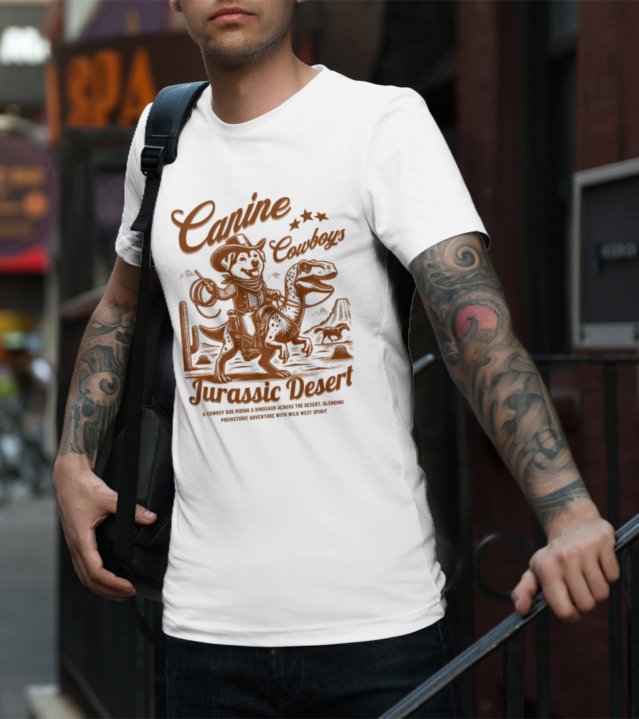 Canine Cowboys Jurassic Desert Adventure With Wild West Spirit T-Shirt