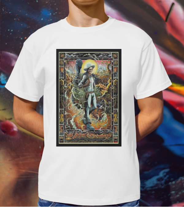 The Avett Brothers Skeleton Cowboy With Guitar And Sunburst Background Stanford T-Shirt