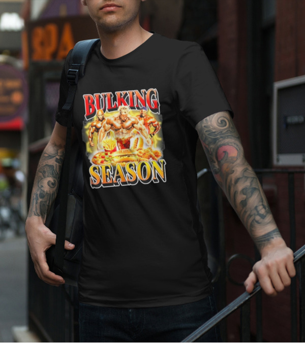Notsafeforwear Bulking Season Muscular Trio And Feast T-Shirt