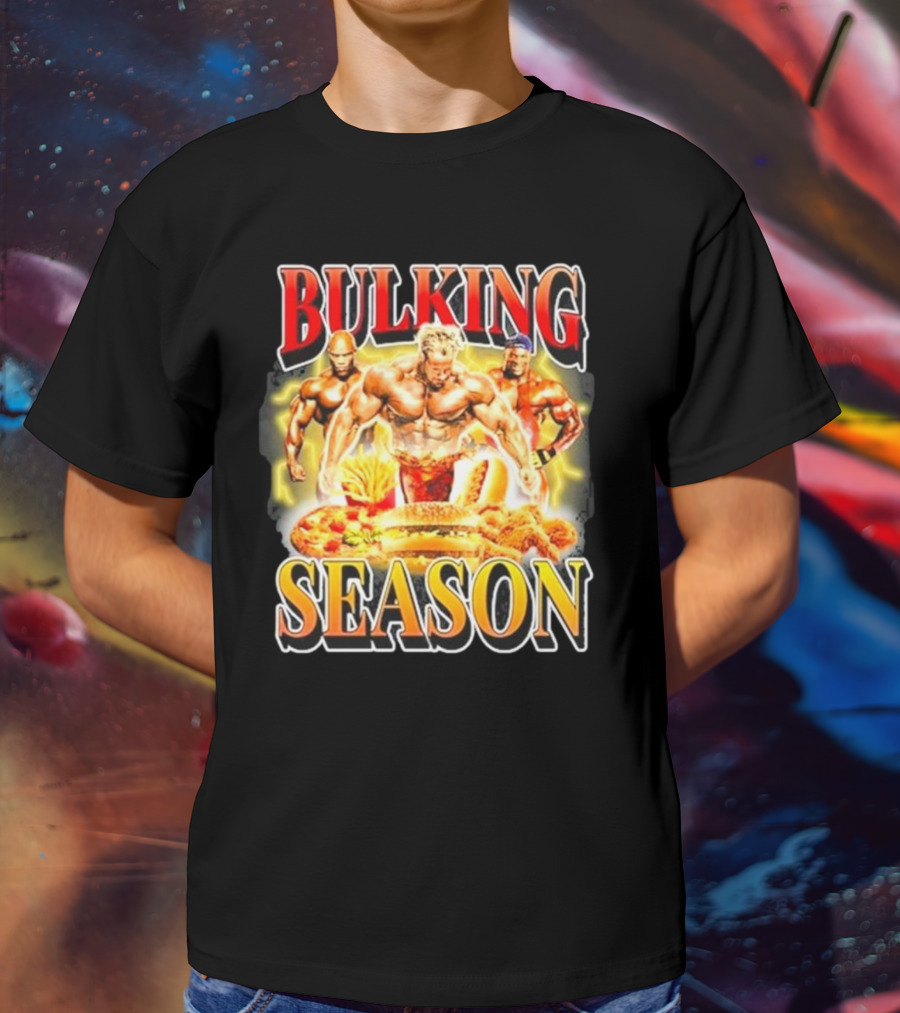 Notsafeforwear Bulking Season Muscular Trio And Feast T-Shirt