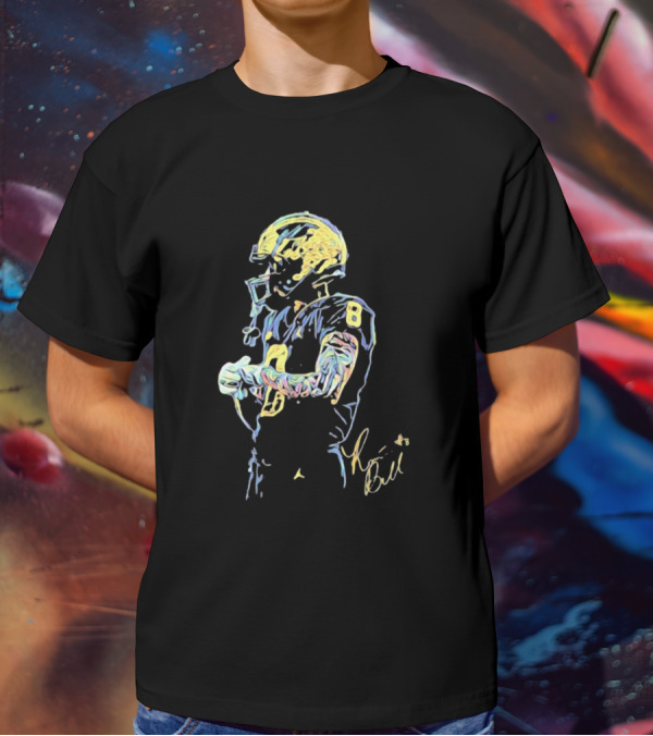 RB8 Signature Football Artwork With Player Number 8 T-Shirt