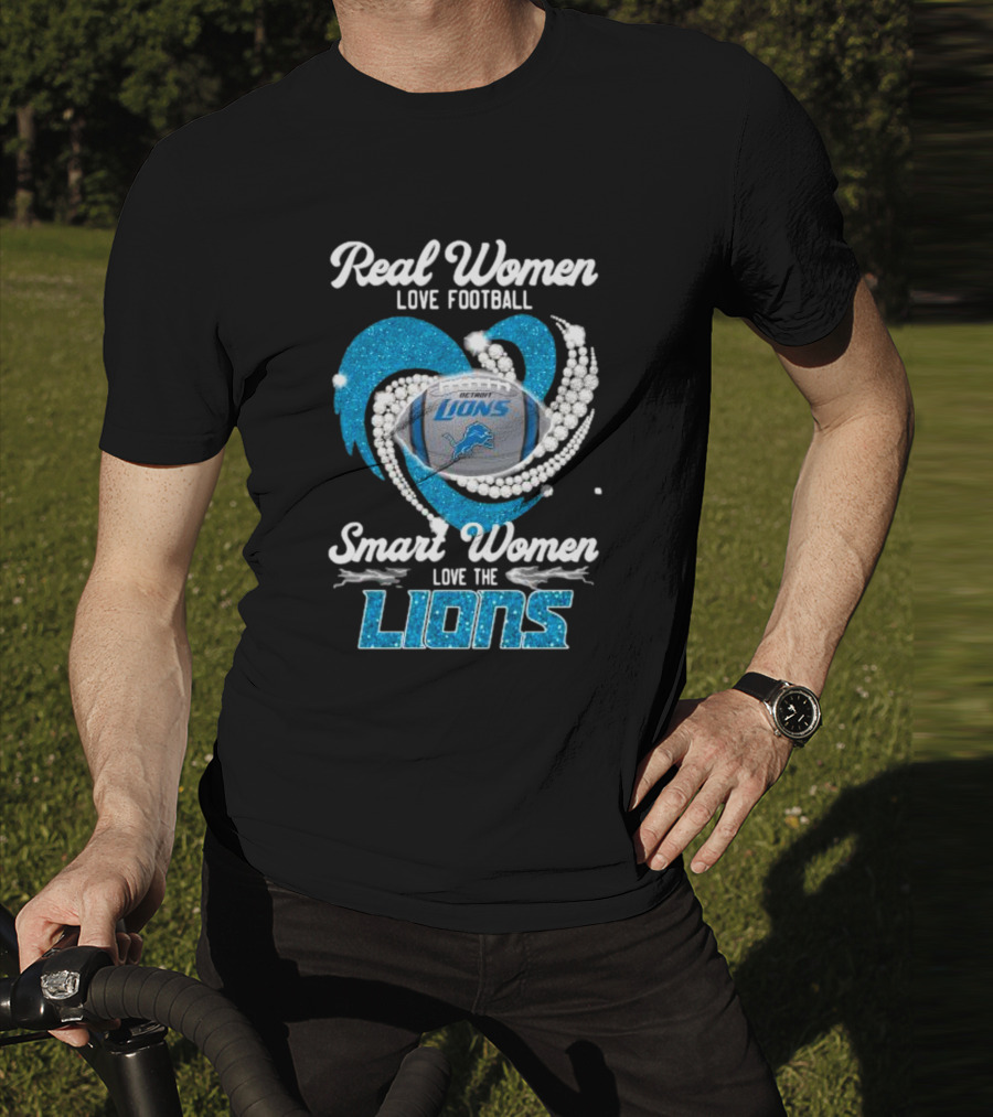 Real Women Love Football Smart Women Love The Detroit Lions Logo Football T-Shirt