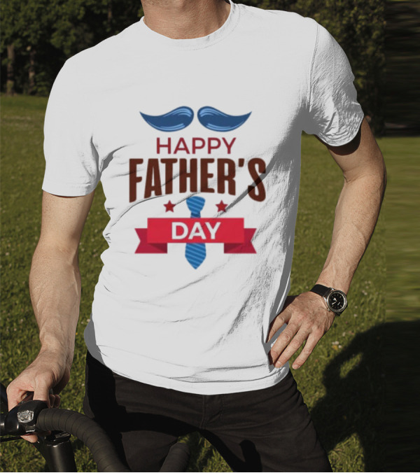Happy Father's Day Blue Mustache And Tie T-Shirt
