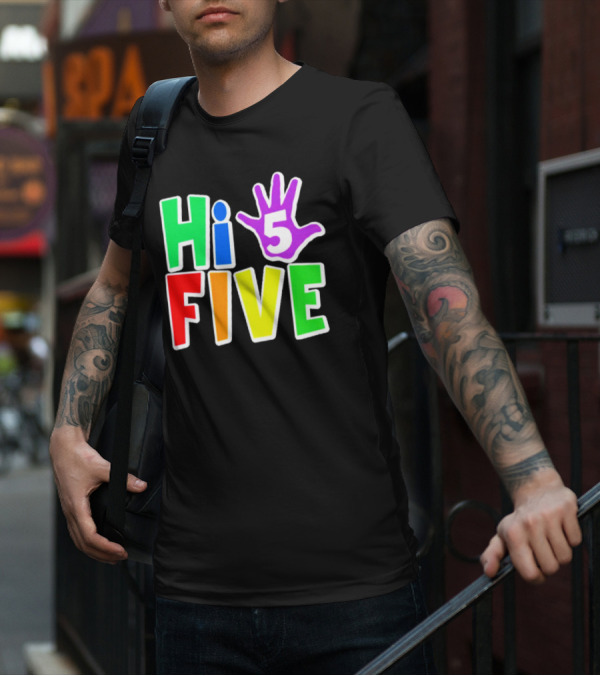 Hi Five Birthday Kids Boys And Girls Colorful Handprint T-Shirt