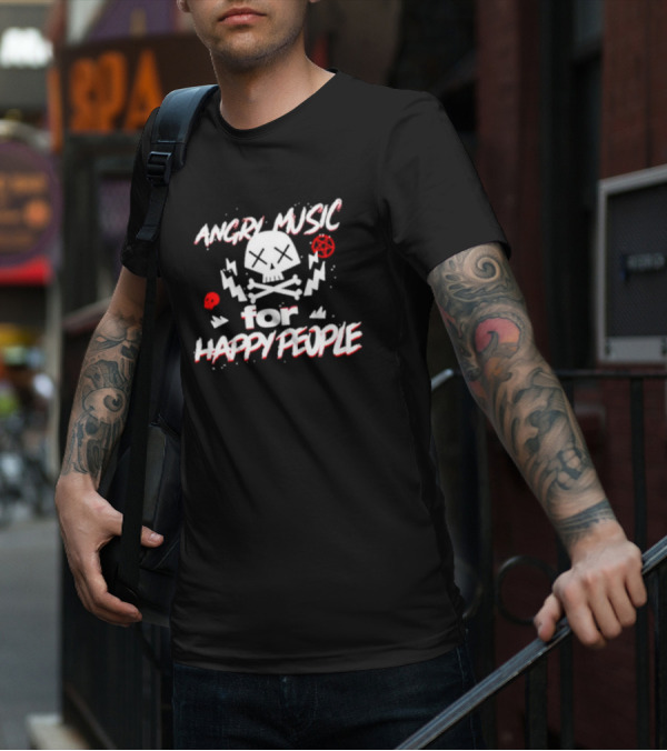 Angry Music For Happy People Skull Lightning Crossbones T-Shirt