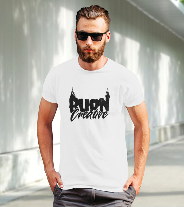Burn Creative Flame Text T-Shirt