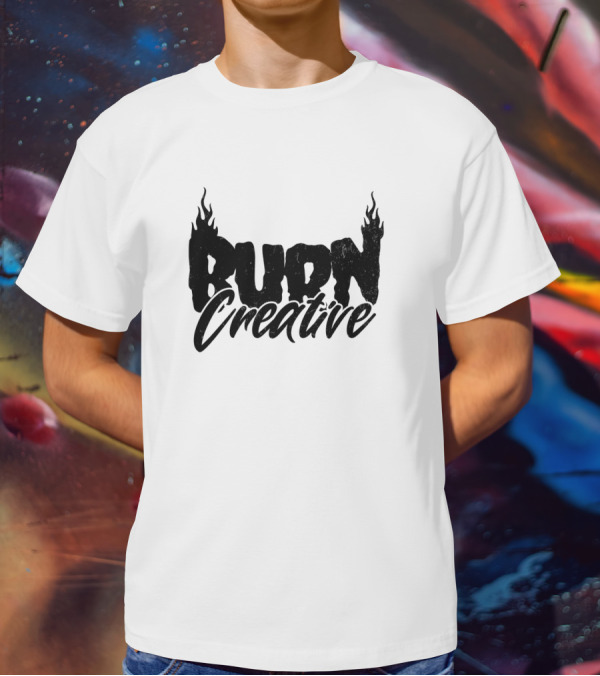 Burn Creative Flame Text T-Shirt