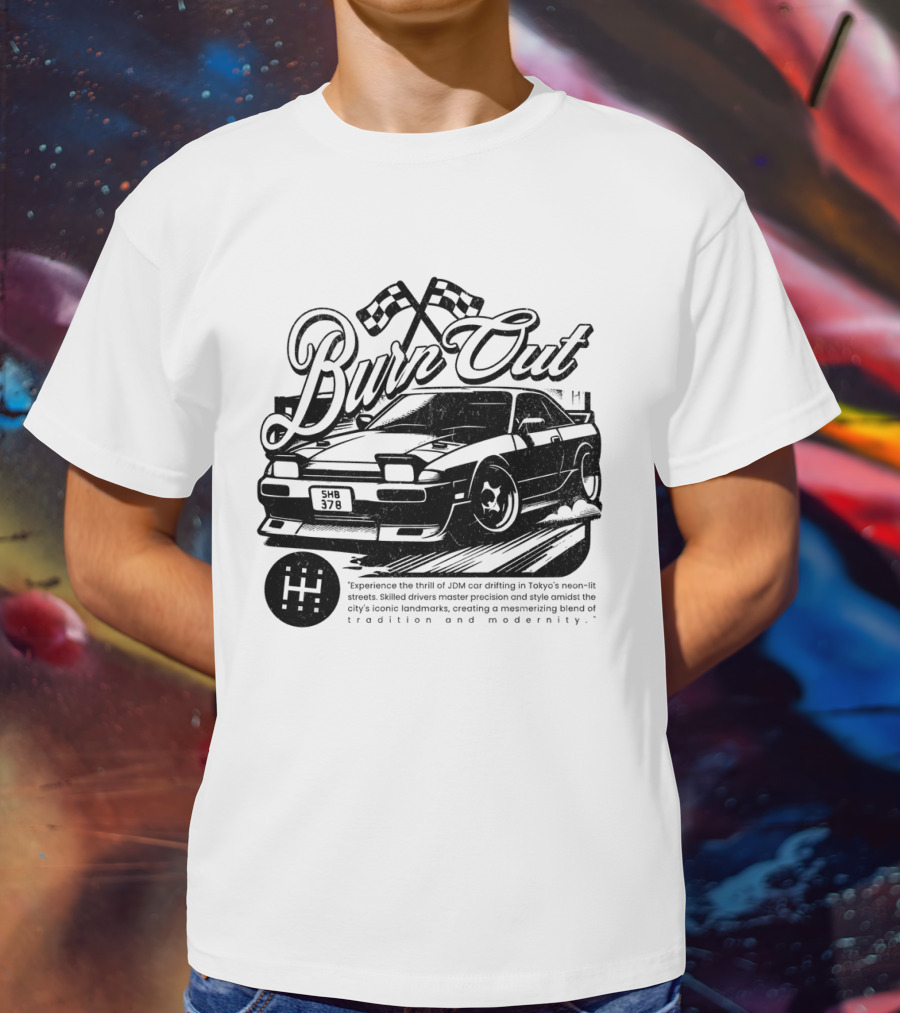Burn Out JDM Car Drifting Tokyo Streets Tradition And Modernity T-Shirt