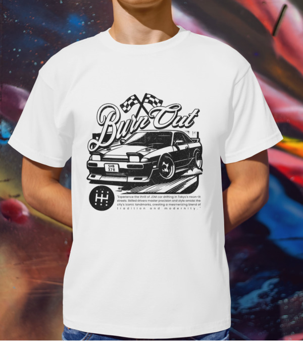 Burn Out JDM Car Drifting Tokyo Streets Tradition And Modernity T-Shirt