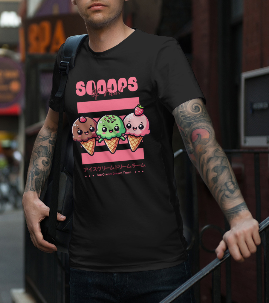 Scoops Of Fun Ice Cream Dream Team Kawaii Cones T-Shirt